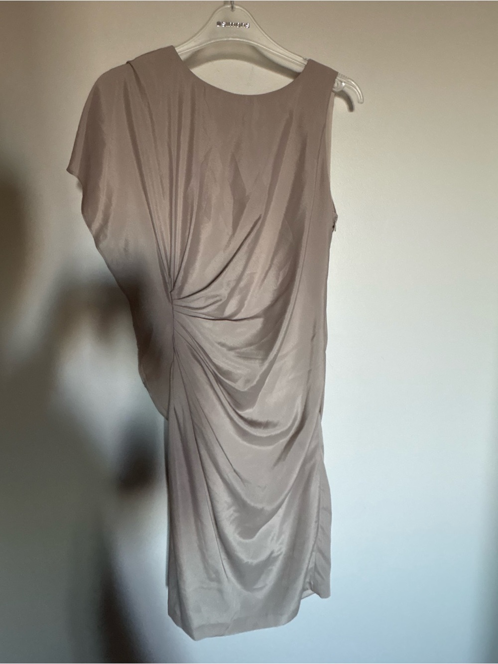 Prada 100%  Silk dress  One-Shoulder Cocktail Dress in Taupe